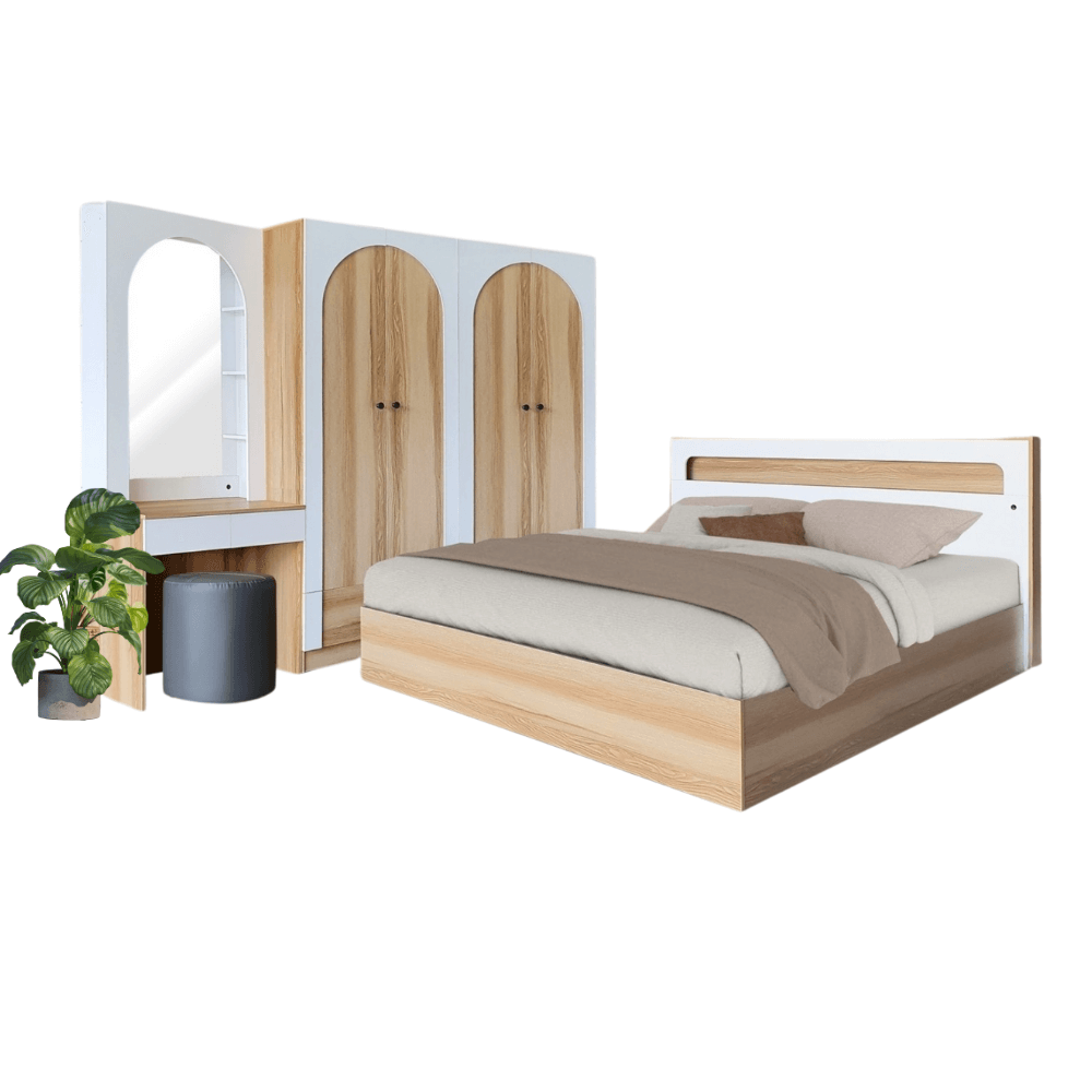 ชุดห้องนอน + ที่นอนสปริง 6 ฟุต WISDOM DESIGN FURNITURE รุ่น ARISTA 8 สี แอช/ขาว_5